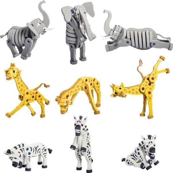 Dyr at bygge - ASMOKIDS - Bloco - Giraffe, Zebra og Elefant - Blandet - Fra 5 år Giraff, Zebra Och Elefant