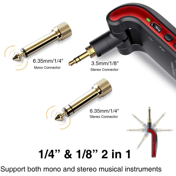 LEKATO 2.4GHz WS-60 Wireless Guitar System Transmitter Receiver