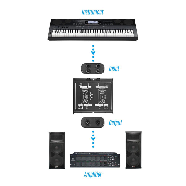 DI-2 Passiv DI-Box Audio Box Converter Dual-Channel för gitarr