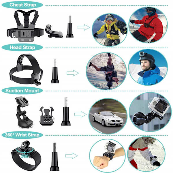 52st Sports Camera Mount Accessories Bundle Kit för GoPro Hero