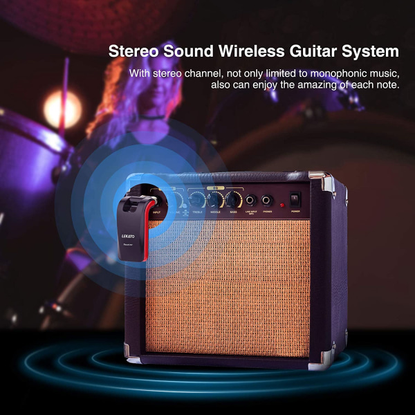 LEKATO 2.4GHz WS-60 Wireless Guitar System Transmitter Receiver
