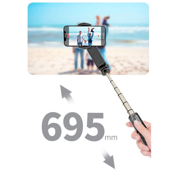 Stativ Selfie Stick med avtagbar Fill Light Gimbal Stabilizer