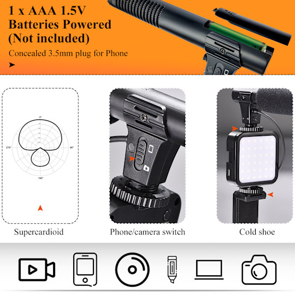 Smartphone Vlogging Kit med lätt mikrofon stativhållare