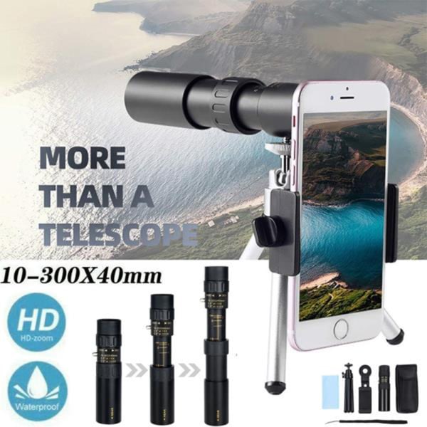 10-300X40mm Super Telephoto Monocular Telescope + Tripod + Clip