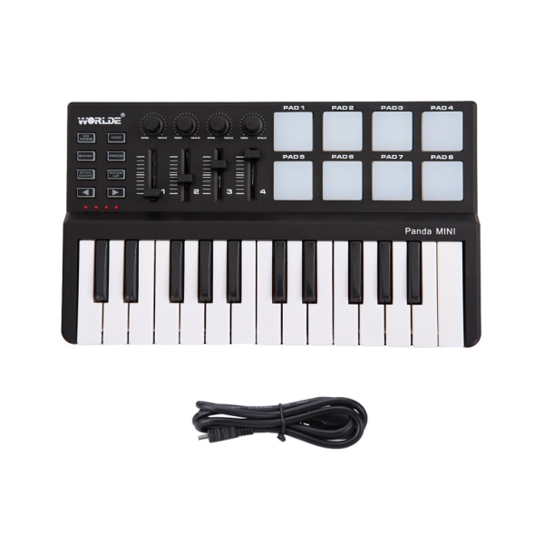 WORLDE 25 tangenter USB MIDI Keyboard Controller Drum Pad Music Maker