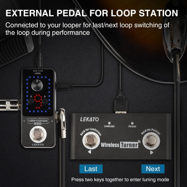 LEKATO bluetooth Tuner Tuning Page Pedal Controller True Bypass