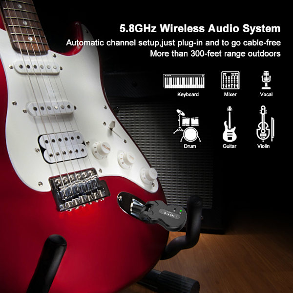 Lekato 5.8GHz Wireless Guitar Bass System Transmitter Receiver