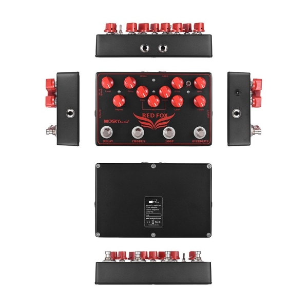 Mosky Audio Fox Gitarr Effekt Pedal Chorus Delay Overdrive Loop