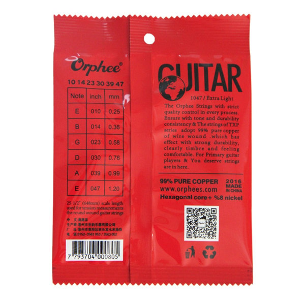 5X Orphee TX620-P Extra lätta akustiska gitarrsträngar .010-.047