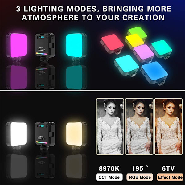 W64 Dimbar LED RGB-videoljus för kamerafotografering