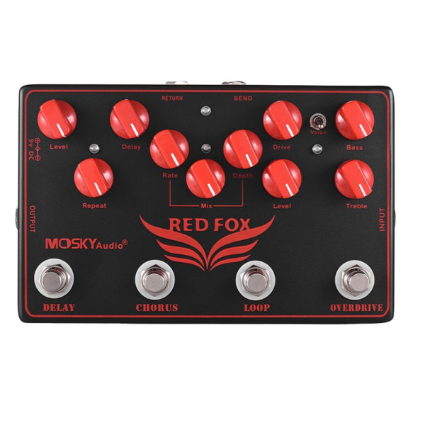 Mosky Audio Fox Gitarr Effekt Pedal Chorus Delay Overdrive Loop