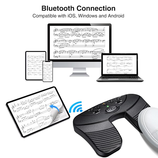 LEKATO bluetooth Page Sheet Turner Pedal Tablet Rechargeable