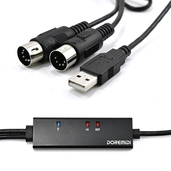 USB till MIDI In/Out 5 Pin Interface Converter Kabel för PC Laptop