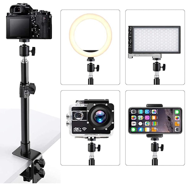 2x hopfällbart skrivbordsfäste Studio Light Stand Flash Video Bracket