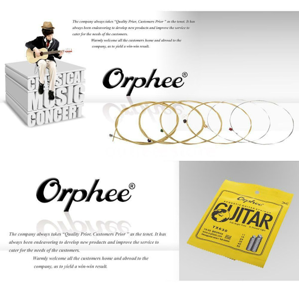 5 Packs Orphee Acoustic Guitar Strings Anti-Rust Bronze