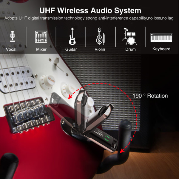 LEKATO WS-70 Wireless Guitar Audio Transmitter Receiver