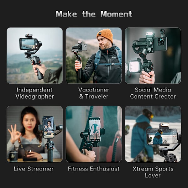 Hohem ISteady M6 Kit Gimbal Stabilizer AI Magnetic Fill Light För Mobiltelefon