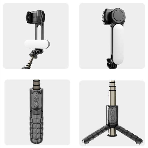 Stativ Selfie Stick med avtagbar Fill Light Gimbal Stabilizer
