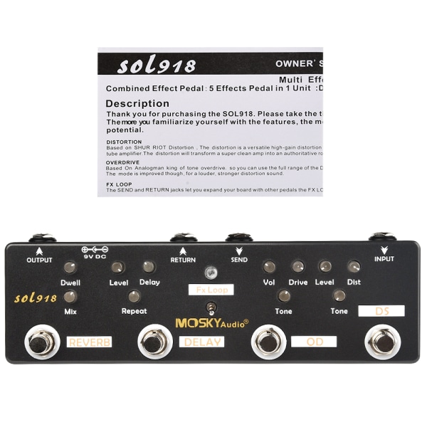 MOSKY Sol918 Gitarreffektpedal Reverb Delay FX Loop Distortion