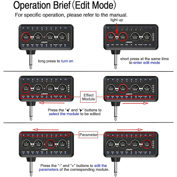 LEKATO Wireless Guitar Headphone Amplifier IR Cabinet Simulation