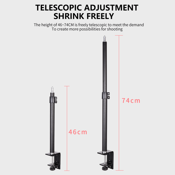 2x hopfällbart skrivbordsfäste Studio Light Stand Flash Video Bracket