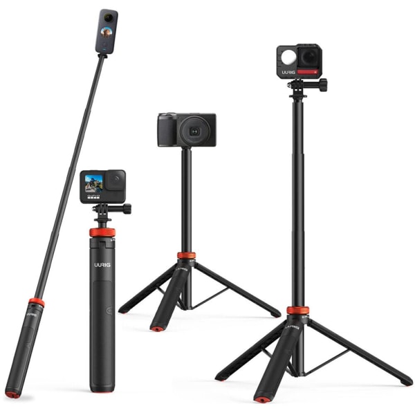 UURig Selfie Stick Handhållet stativ med 2in1 telefonklämma för GoPro