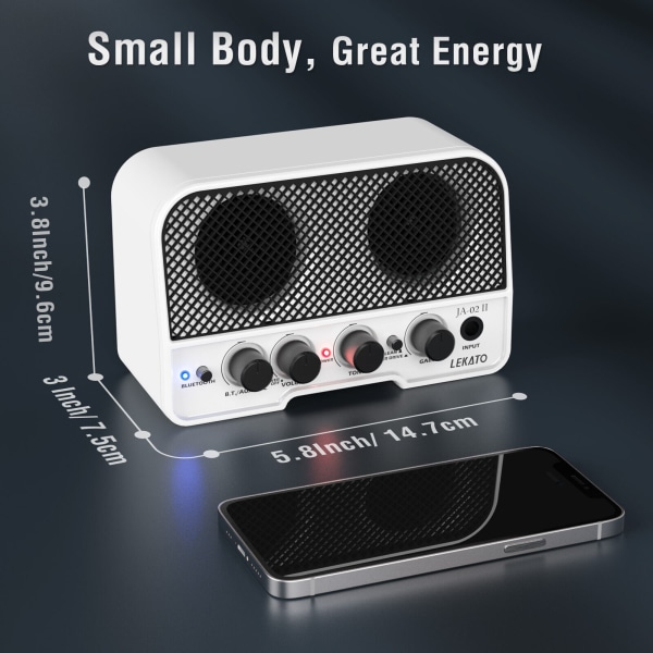 LEKATO bluetooth 5.0 Gitarrförstärkare 5W elgitarrförstärkare White