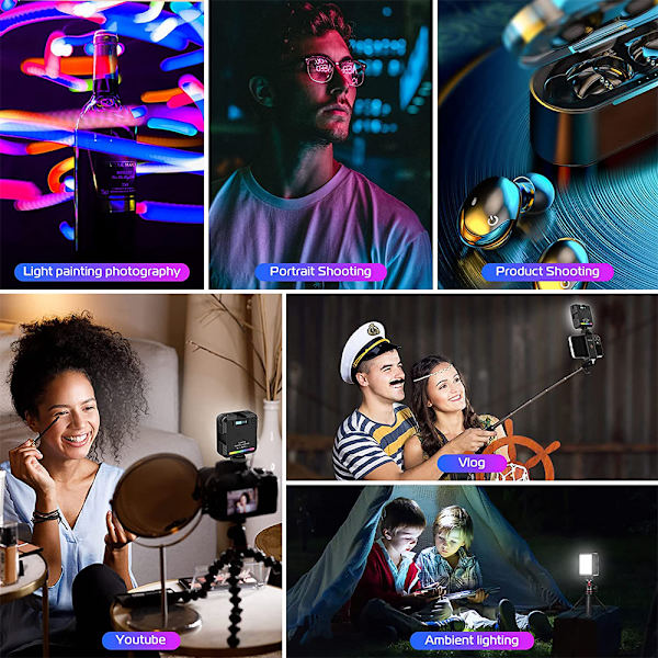 W64 Dimbar LED RGB-videoljus för kamerafotografering
