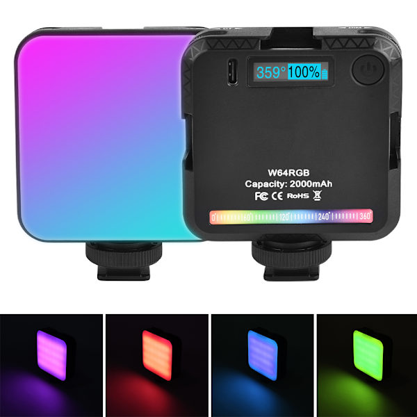 W64 Dimbar LED RGB-videoljus för kamerafotografering