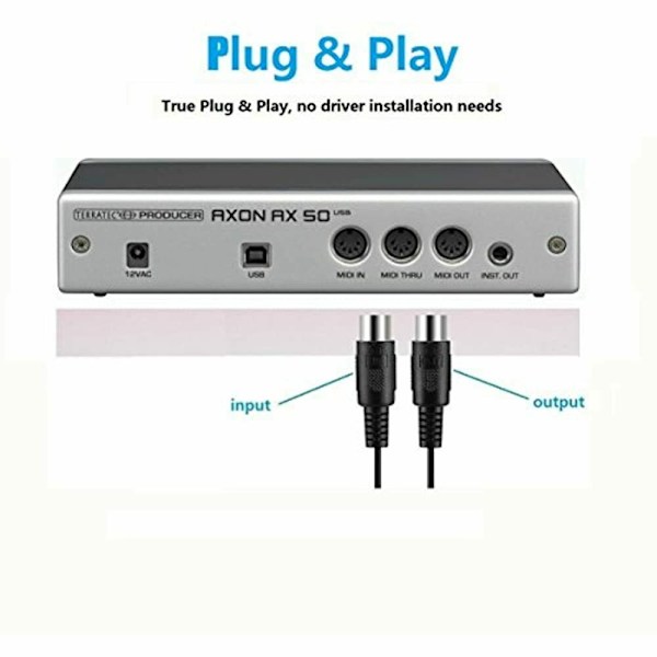 USB till MIDI In/Out 5 Pin Interface Converter Kabel för PC Laptop