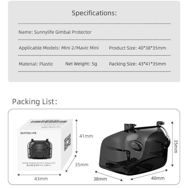 Transparent case till DJI Mavic Cover Gimbal Protector