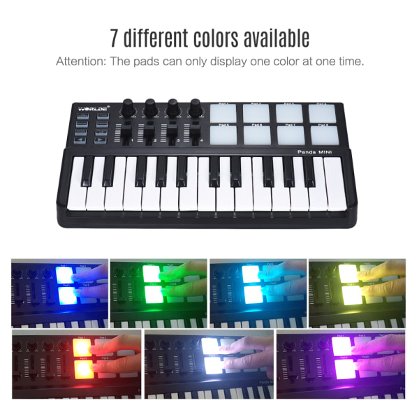 WORLDE 25 tangenter USB MIDI Keyboard Controller Drum Pad Music Maker