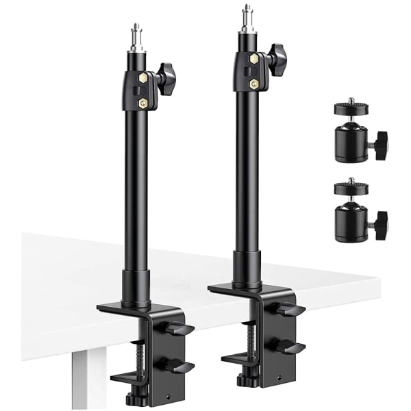 2x hopfällbart skrivbordsfäste Studio Light Stand Flash Video Bracket