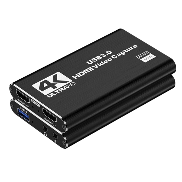 Capture Card för streaming, 4K 60FPS Audio Video Capture Card för spel/livestreaming, USB C/A 3.0 Game Capture Card 4K@60Hz HDMI Loop-Out, Work wit A