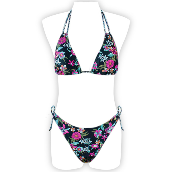 2024 Svart Bikinitopp Damsommar Beach Bikini Print Strappy Baddräkt Plus Size Baddräkter för kvinnor Pattern L