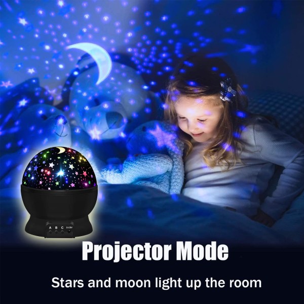 Nattlampa för barn, Nattlampor för barn, Star Night Light-projektor, Star Projector 360 graders rotation - 4 LED-lampor 16 ljusfärgsändring med Nattljuslila
