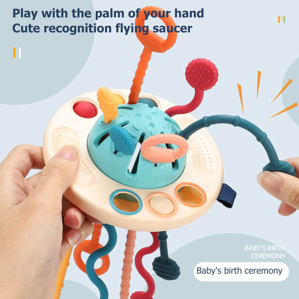 Montessori Legetøj Trækstreng UFO Sensorisk Baby Silikone Aktivitet Pædagogisk Legetøj Björn