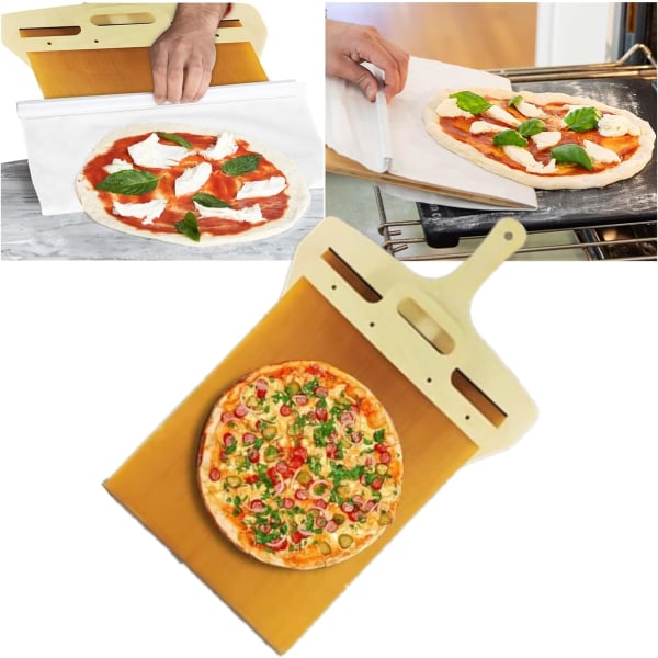 Sliding Pizza Peel - 2024 nyeste non-stick Pala Pizza Scorrevole, Super Pizza Peel enkel overføring for pizzadeig, M 1 st