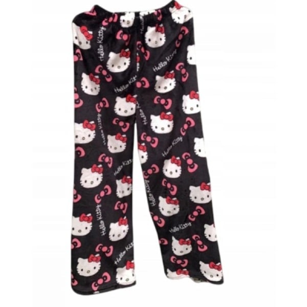 Tegnefilm HelloKitty flannel pyjamas Plys fortykket kvinders varm pyjamas Svart Vit Katt XL