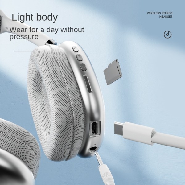 P9 trådlösa Bluetooth hörlurar: Over-Ear Music Headset med Deep Bass Earbuds blå