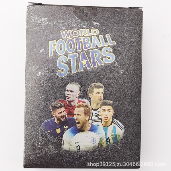 1 boks med 55 kort FIFA verdensmesterskap og EM-stjernekort, gullfoliekort, 55 stjernekort Black