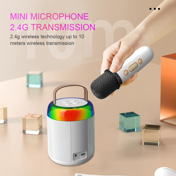 Mini-karaokemaskine til børn for voksne, bærbar Bluetooth-højttaler med 2 trådløse mikrofoner og LED-lys til familiefest, fødselsdagsgave til Bo