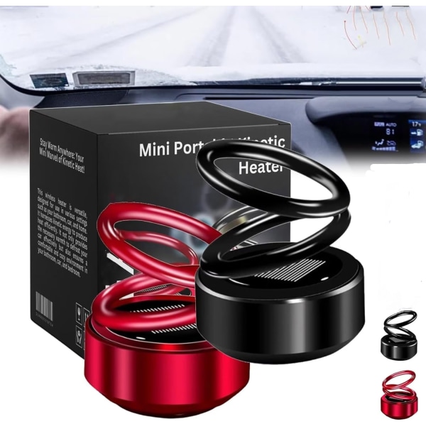Bärbar Kinetic Mini Diffuser, Mini Bärbar Kinetic Diffuser, Auto Rotating Solar Double Ring Diffuser, Elektrisk Diffuser, Portable Kinetic svart och röd