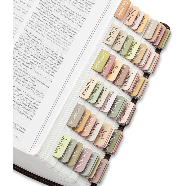 Bibelflikar för kvinnor och män, bibelboksflikar, 75 flikar, laminerade bibelflikar, Boho/Morandi/Sunset Shades tema bibelstudiematerial, lätt att läsa och Morandi