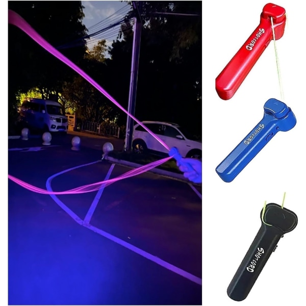 String shooter USB glöd i mörkret lasso leksak, Inbyggd UV Blacklight, Safe Fun Utvalda String Rope Launcher Loop Fidge Blå