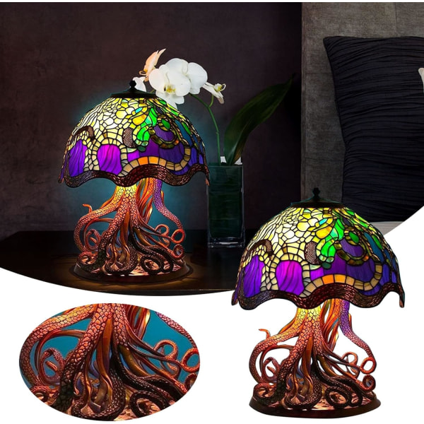 Farvet harpiks Mushoom Table Lamp, 5,9 tommer Hight farvet maleri Planteserie Natlys, USB Genopladelig Bohemian Deco D