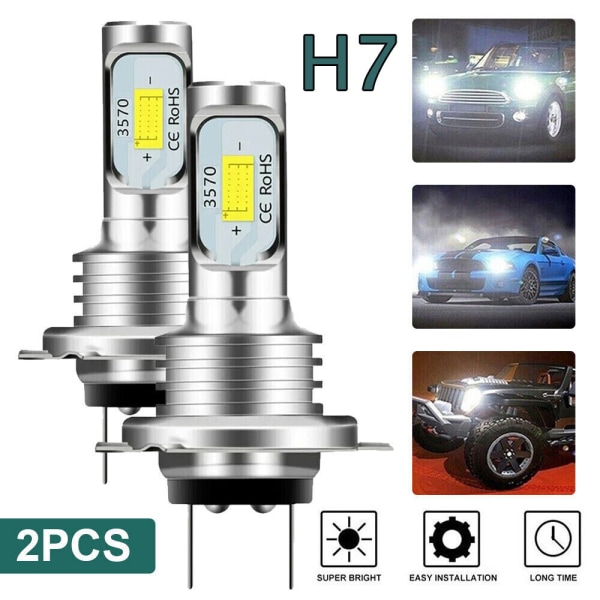 2X H/7 LED-strålkastarsats 100W helljus ELLER halvljus COB 6000K VS Xenon Halogen vitt ljus