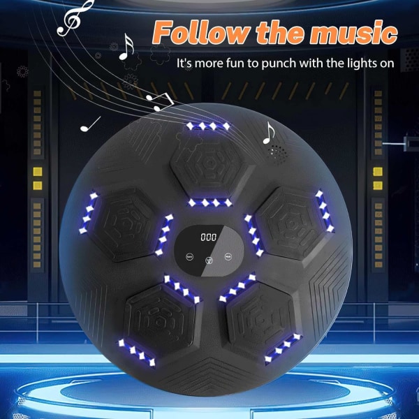 Musikboxningsmaskin - Smart musikboxningsmaskin ingår ej handskar , Boxningsmaskin Väggmonterad med LED-ljus, Bluetooth, Indoor Music B grå