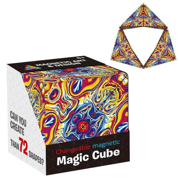 Variation Utbytbar Magnetic Magic Cube 3D Hand Flip Pussel Anti Stress Leksaker Present stjärnhimmel röd