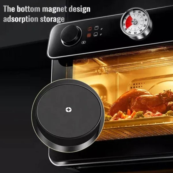 Mekanisk kökstimer 60min Nedräkning Matlagning Visuell magnetisk larmpåminnelse black